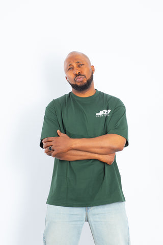 Jaza Oversized Unisex T-Shirt Born to be Rich Edition in Grün/Weiß