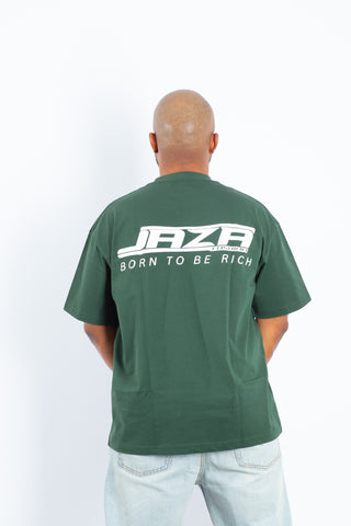 Jaza Oversized Unisex T-Shirt Born to be Rich Edition in Grün/Weiß