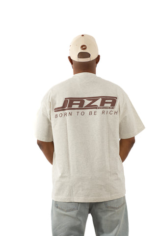 Jaza Oversized Unisex T-Shirt Born to be Rich Edition in Beige/Braun