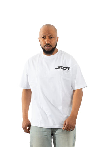 Jaza Oversized Unisex T-Shirt Born to be Rich Edition in White