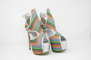 JAZA Elegante und Komfort Fischmaul High Heels in Rainbow ( Mehrfarbig )