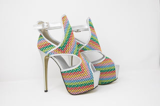 JAZA Elegante und Komfort Fischmaul High Heels in Rainbow ( Mehrfarbig )