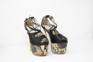 JAZA Sexy Elegante und Komfort Fischmaul High Heels in Snake Design