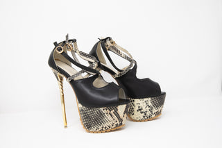 JAZA Sexy Elegante und Komfort Fischmaul High Heels in Snake Design