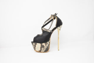 JAZA Sexy Elegante und Komfort Fischmaul High Heels in Snake Design