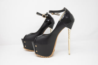 JAZA Sexy Elegante Fischmouth High Heels in schwarz