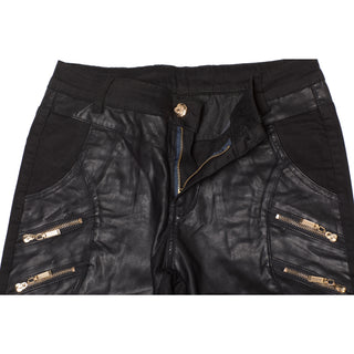 Jaza Fashion Chino Jeans mit PU Leder für Herren